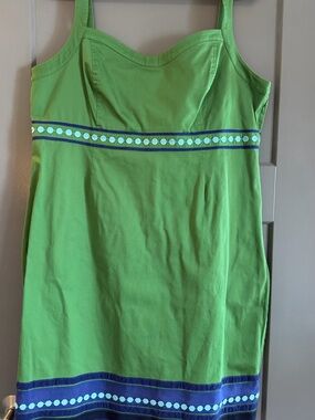 Boden Blue and Green Apron Pinafore Dress